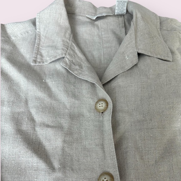 J. Jill Women’s 100% Linen Long Button Front Wheat Color Shirt Coat Size 6 Tall - Picture 5 of 14